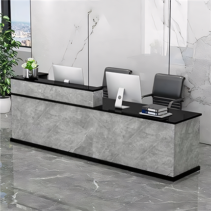 Minimalist Modern Functional Reception Desk with Thick Tabletop（Stock Items）