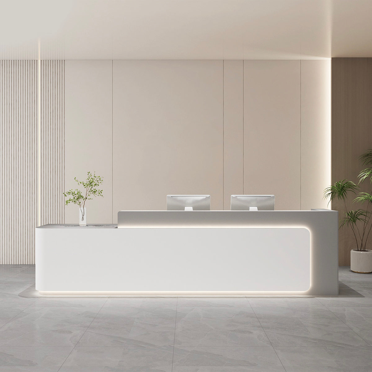Sleek Premium Reception Desk with LED Lighting for Modern Offices