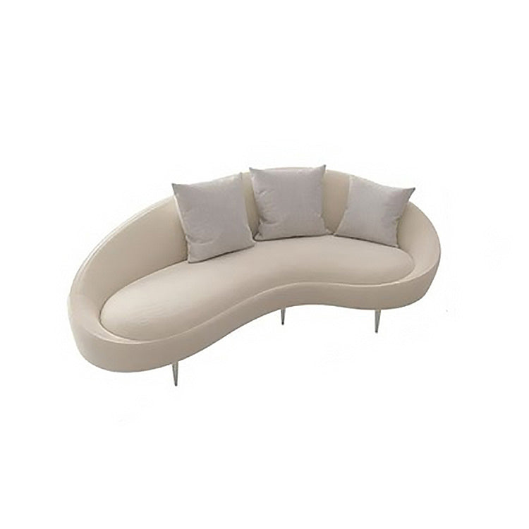 Creative Curved Small Apartment Reception Sofa for Meeting Area in Beige Color