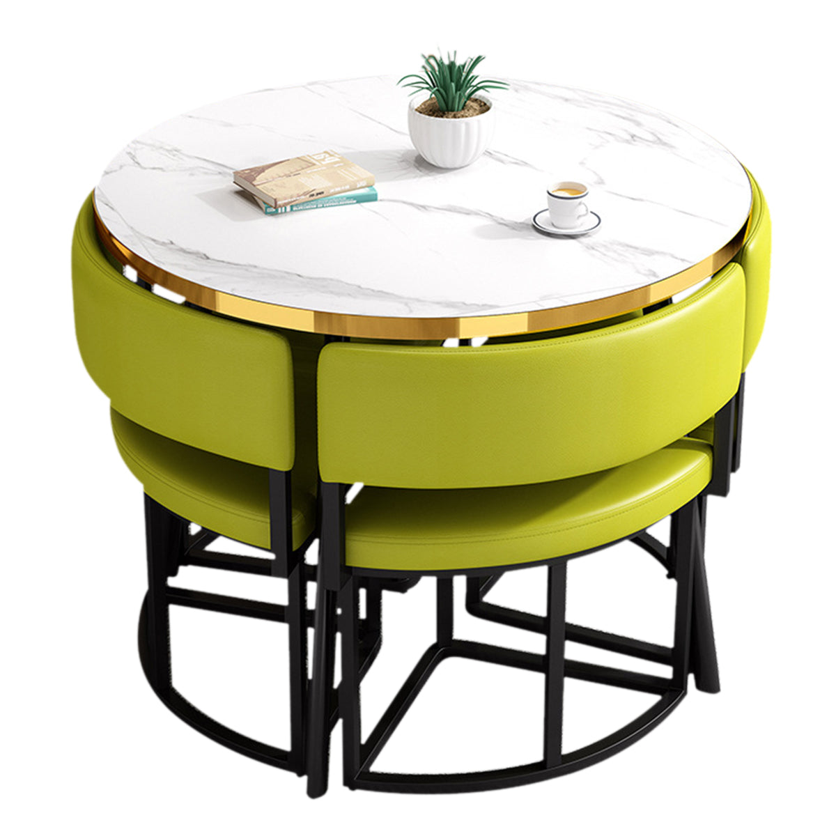 Modern Office Reception Round Table with 4 Backrest Chairs