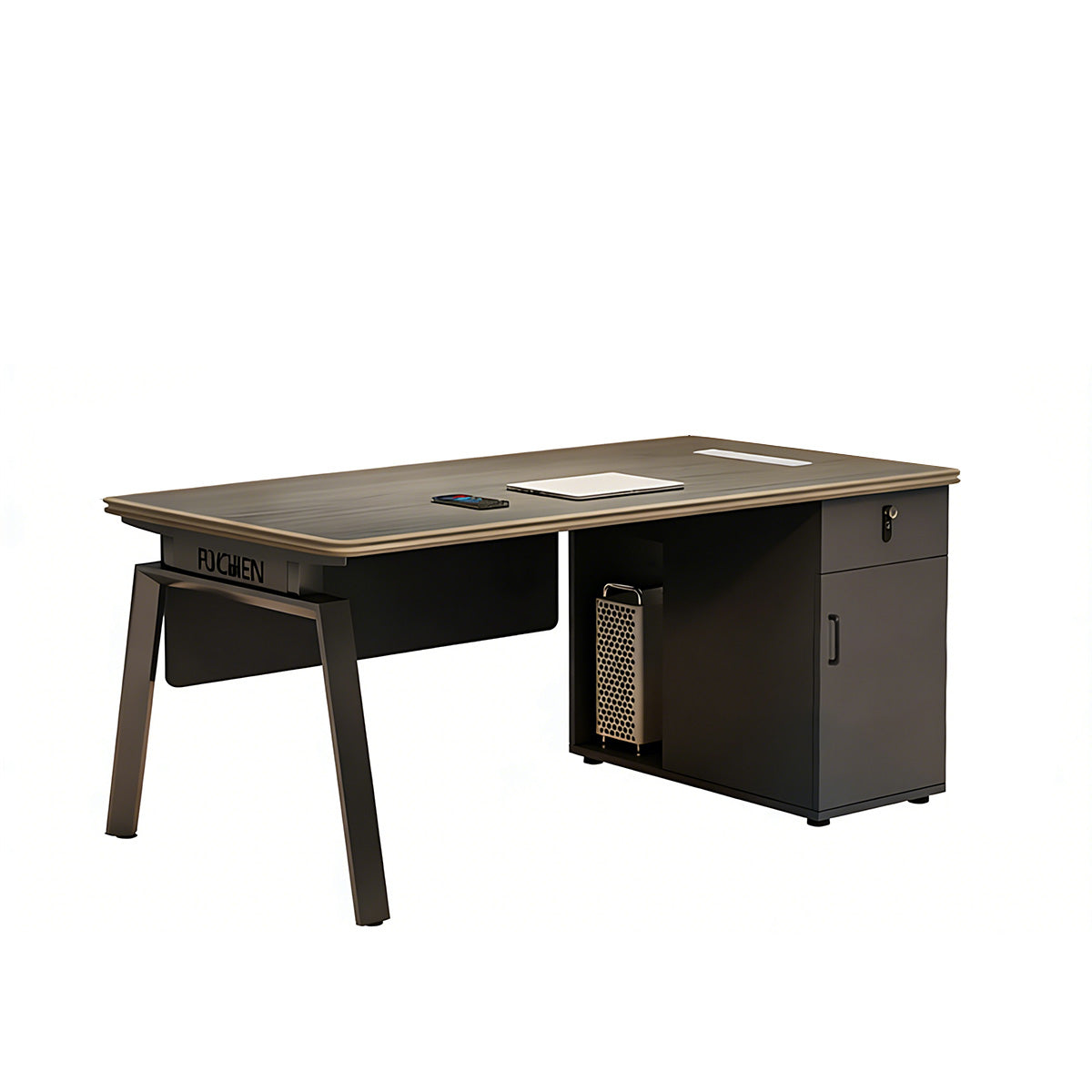 Minimalist Office Desk with Steel Legs and Privacy Panel