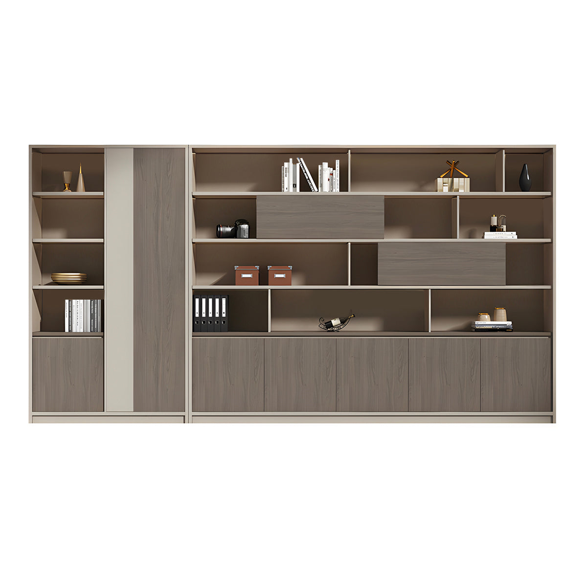 Premium Wood-Texture Storage Cabinet with Handle-Free Doors