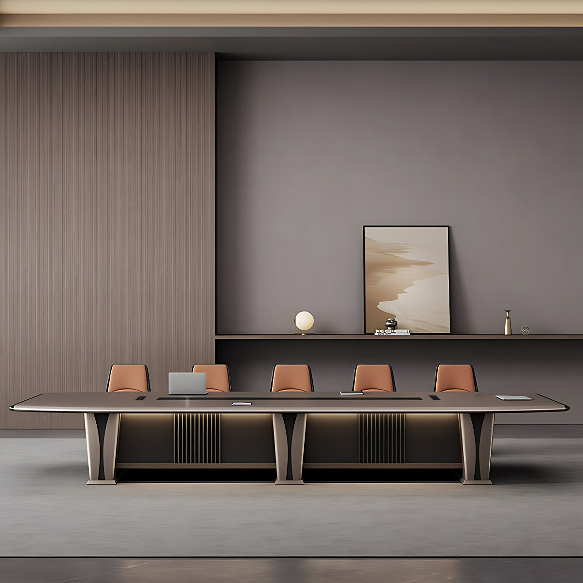 Conference Table 86–314 in Wide (7–26 ft) for 6–26 People with Cable Management & Steel Frame