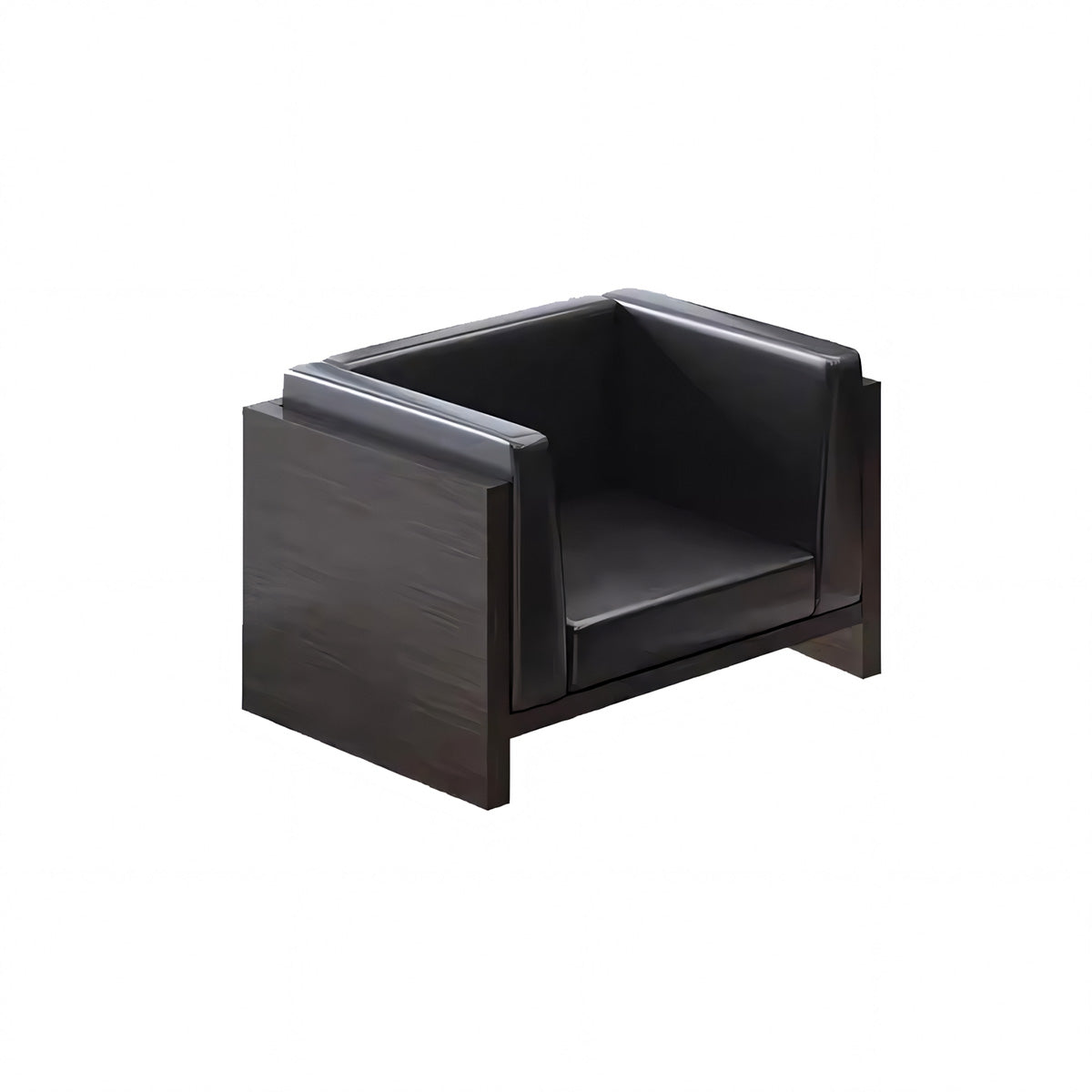 Compact Modern Business Guest Office Sofa, Black in Genuine Leather