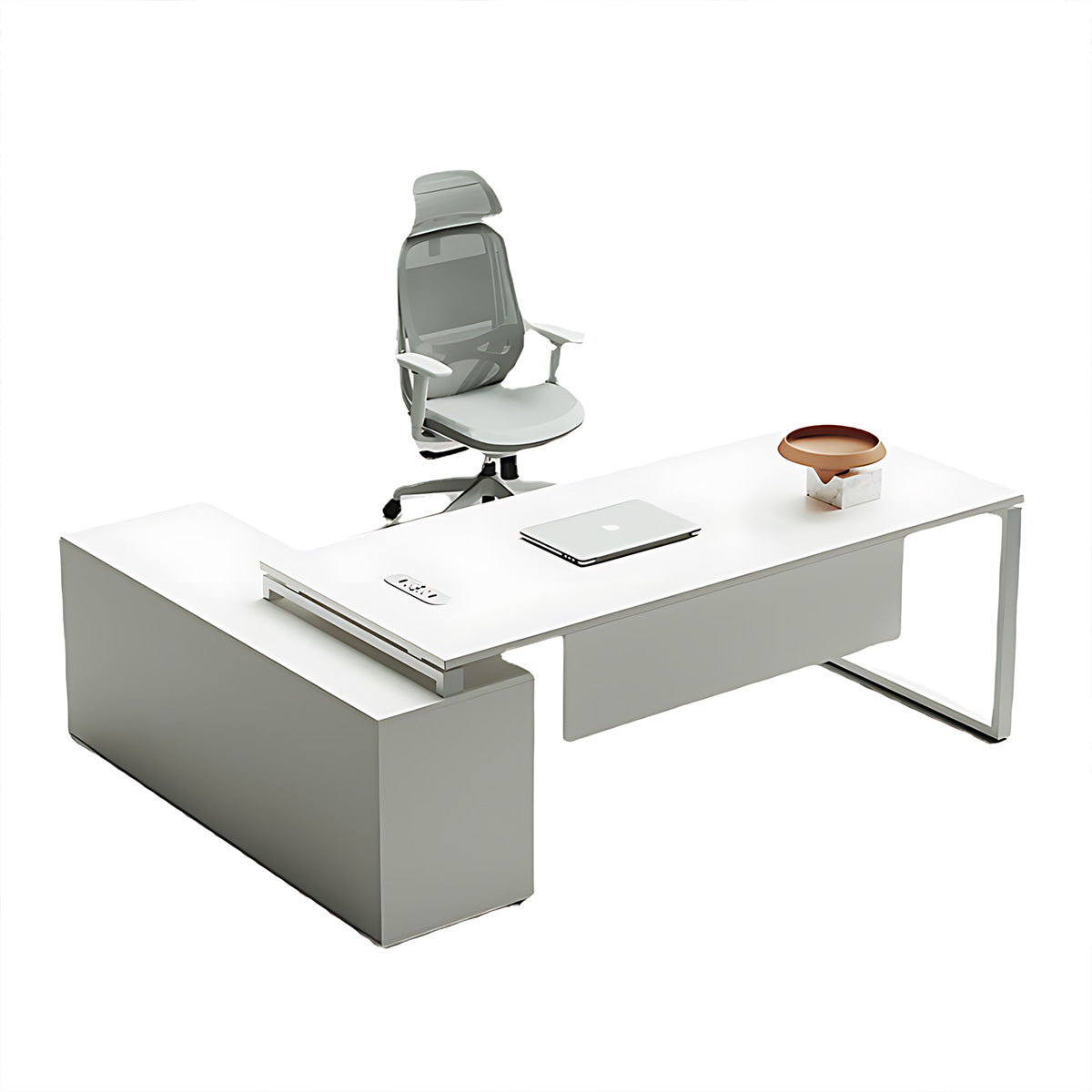 Modern Minimalist Single-Person White Executive Desk