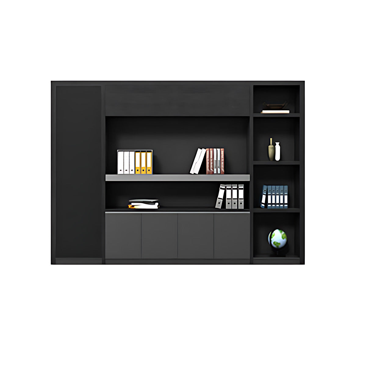 Modern Office Desk, Wooden Computer Desk, Black Executive Desk