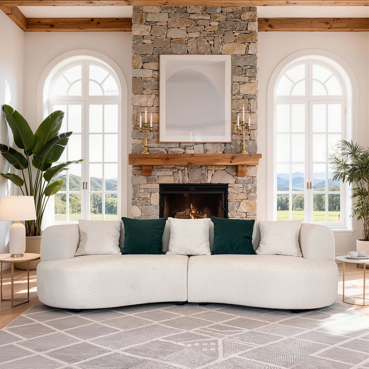 Minimalist Backrest Sofa with Thick Cushions for Cozy Living Rooms（Stock Items）