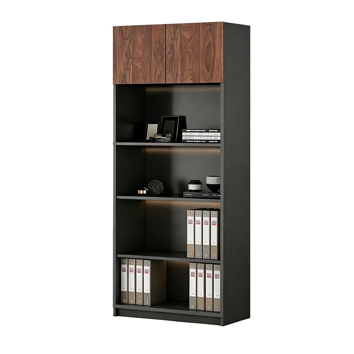 Storage Cabinet, matching file cabinet, Black Walnut finish, for office storage space, office storage furniture