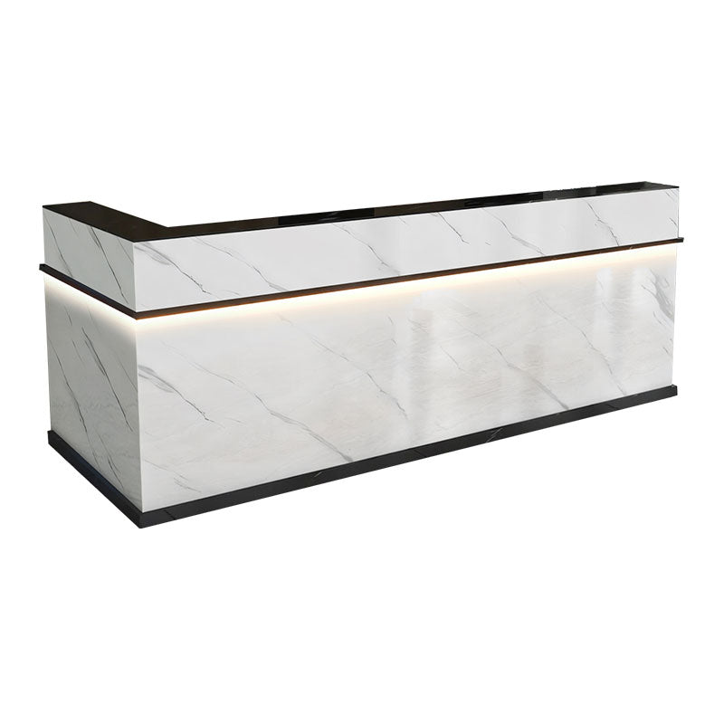 Compact Baked Paint Reception Desk With Keyboard Tray And Lockable Drawer For Salons, Boutiques And Offices