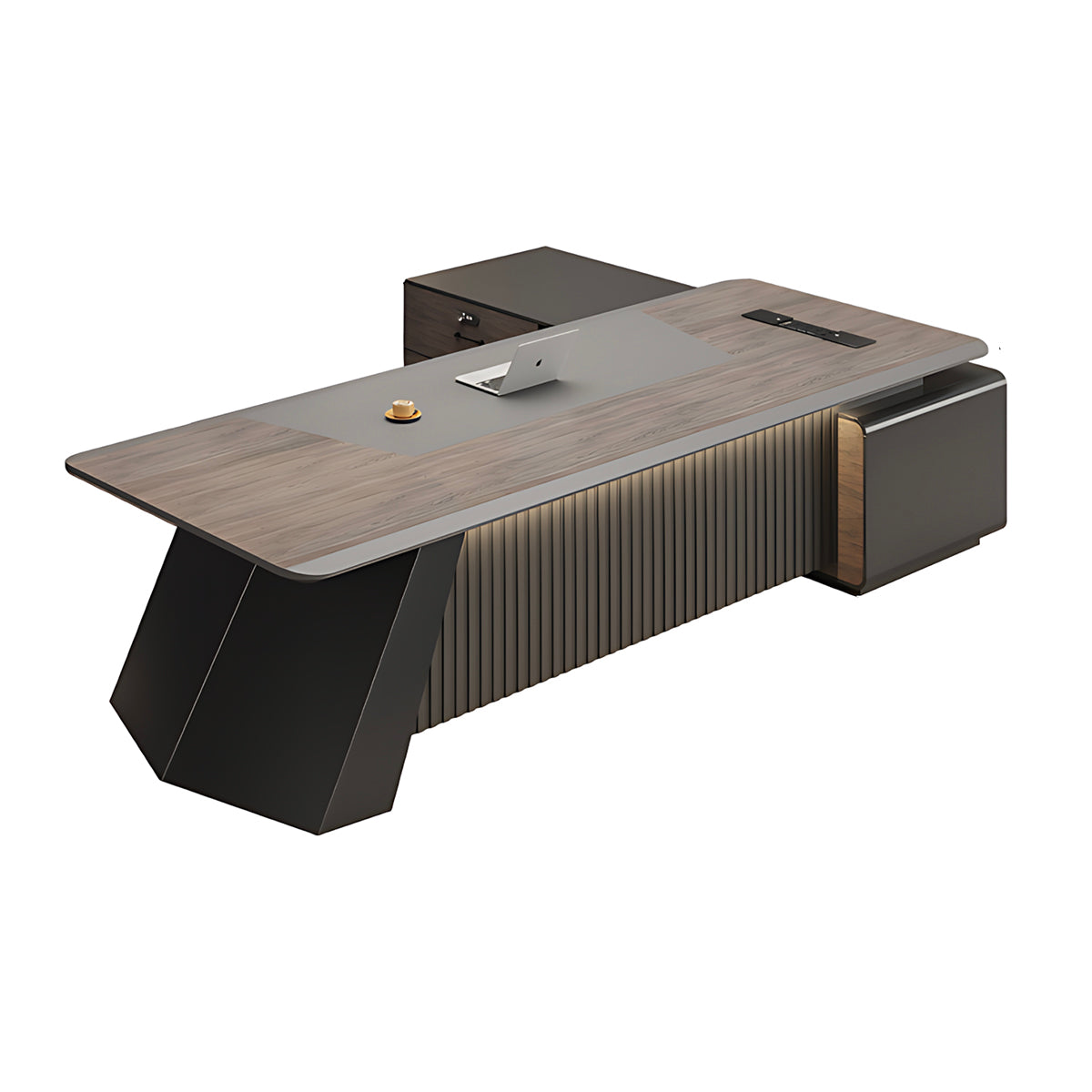 Modern L-Shaped Executive Desk with Reinforced Legs for Offices