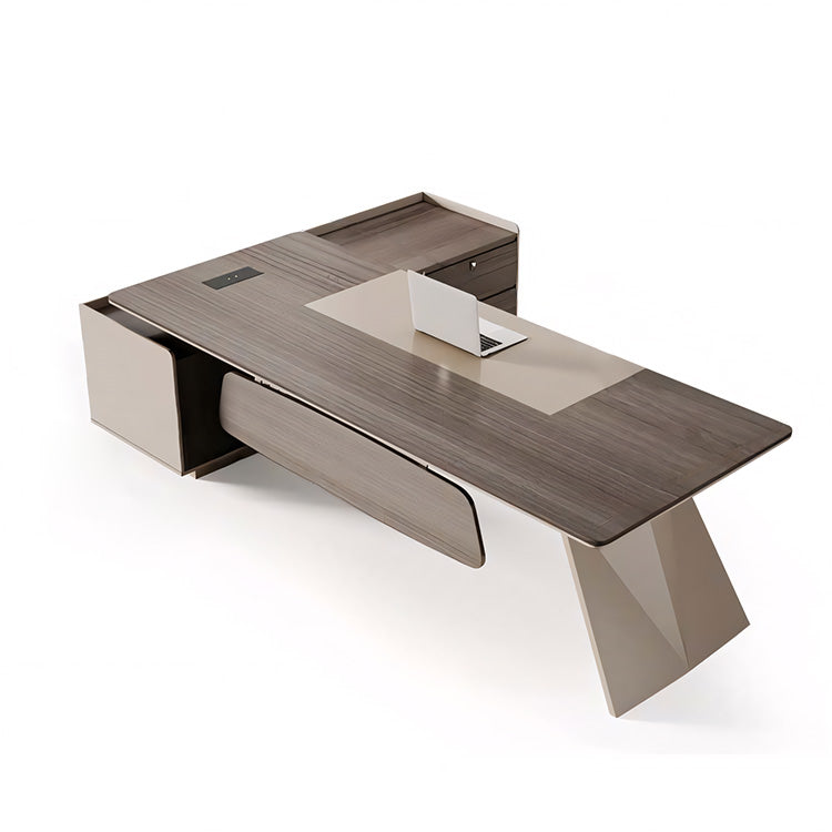 Rhombus-Faced Steel Angled Executive Desk