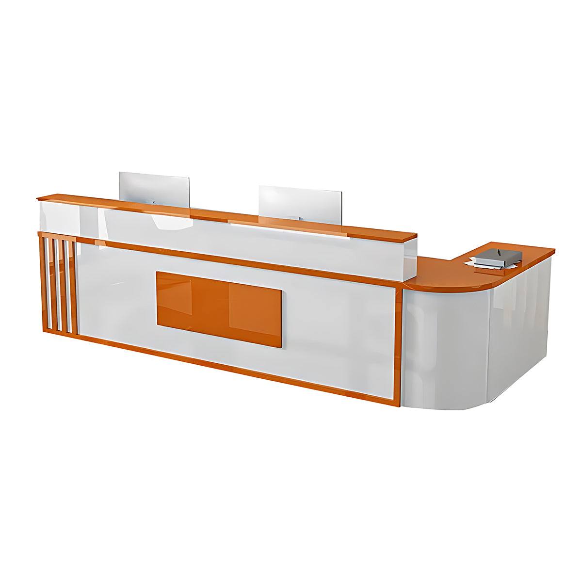 Modern Elegant Glossy Reception Desk with Corner Design