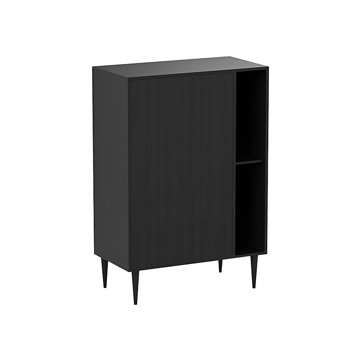 Large Black Storage Cabinet Eco Friendly with Wood Grain Finish