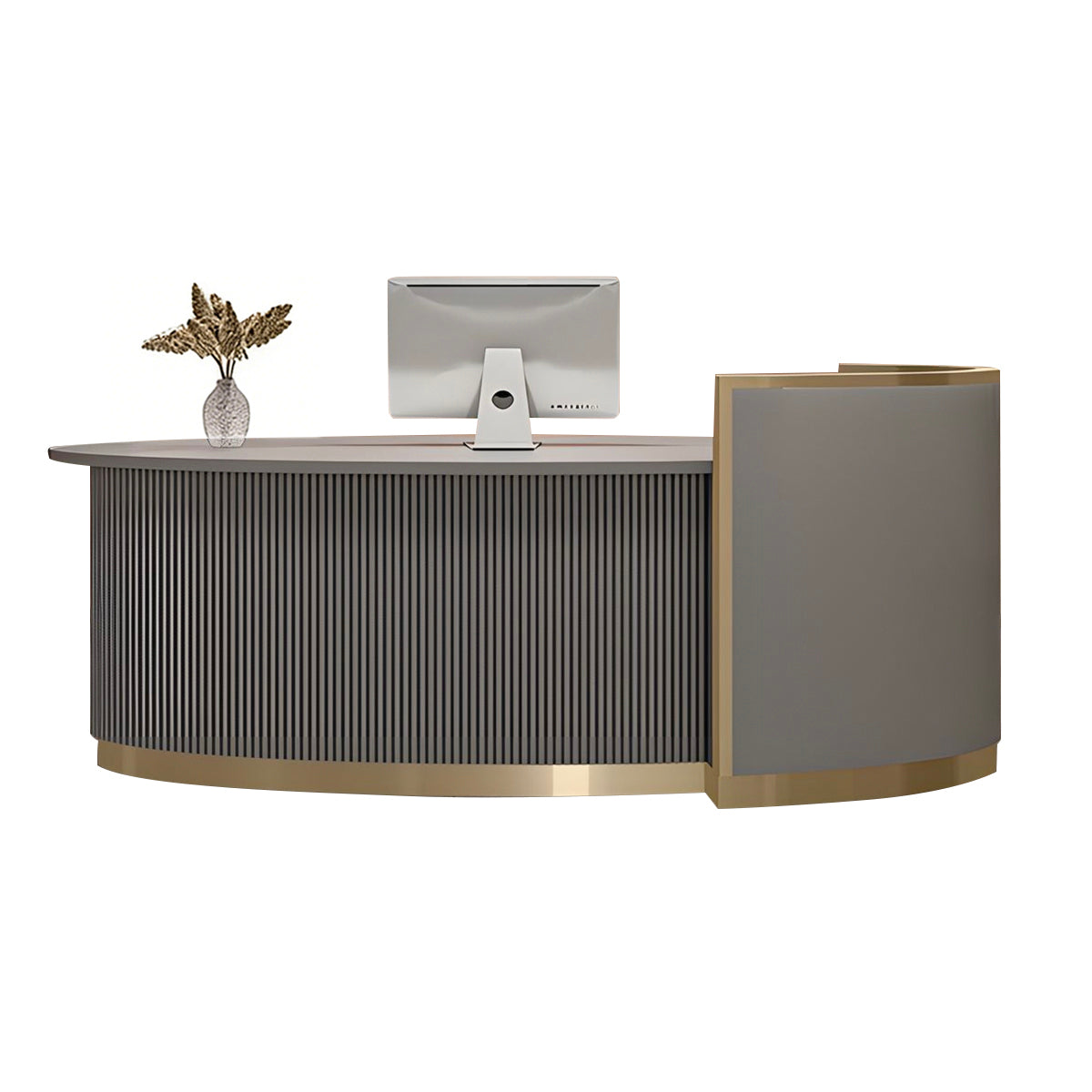 Alt Reception Curved Reception Desk 63–157 in Wide with File Drawers, Privacy Panel ...