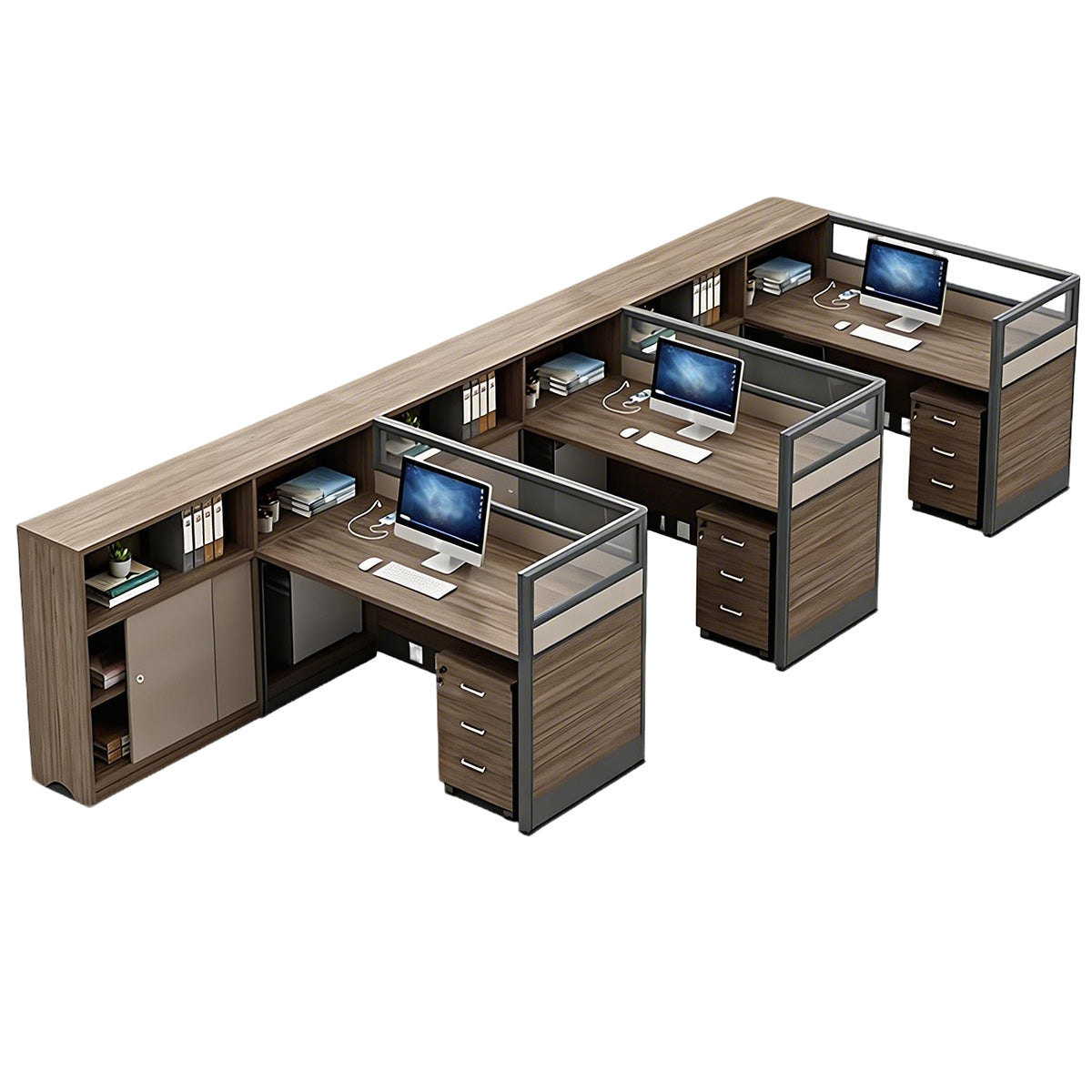 Stylish Low-Emission Office Desk with Privacy Screen for Cubicle Workspaces