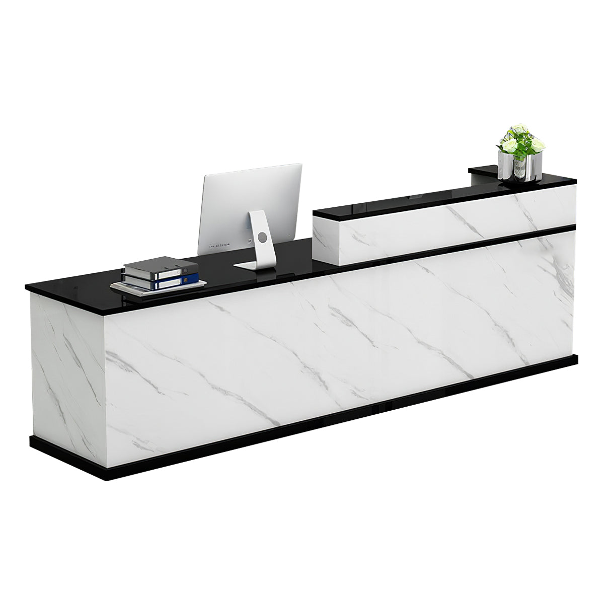 Minimalist Modern Functional Reception Desk with Thick Tabletop