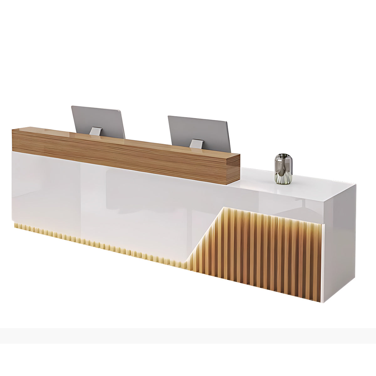 Alt Reception Modern Minimalist Reception Desk 71–126 in Wide with LED Accent Lighti ...