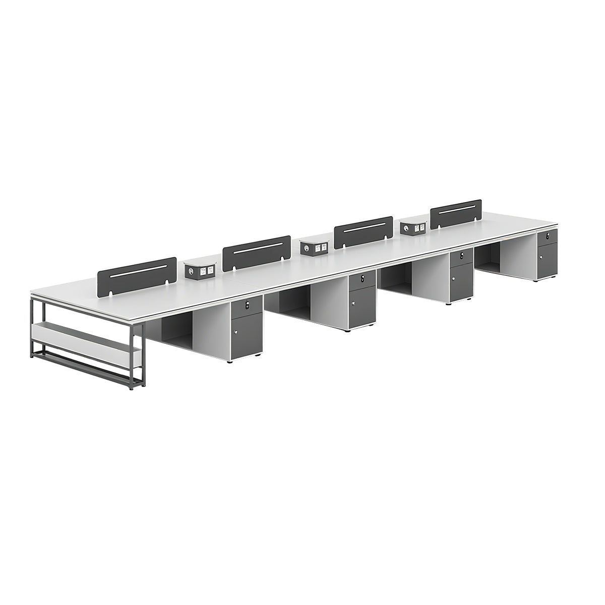 Stylish Multi-Functional Black and White Cubicle Desk with Sturdy Steel Frame Legs and Practical Privacy Panel