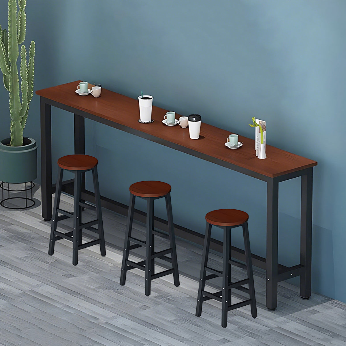 Solid Wood Bar Table Narrow Long Bar Top Table