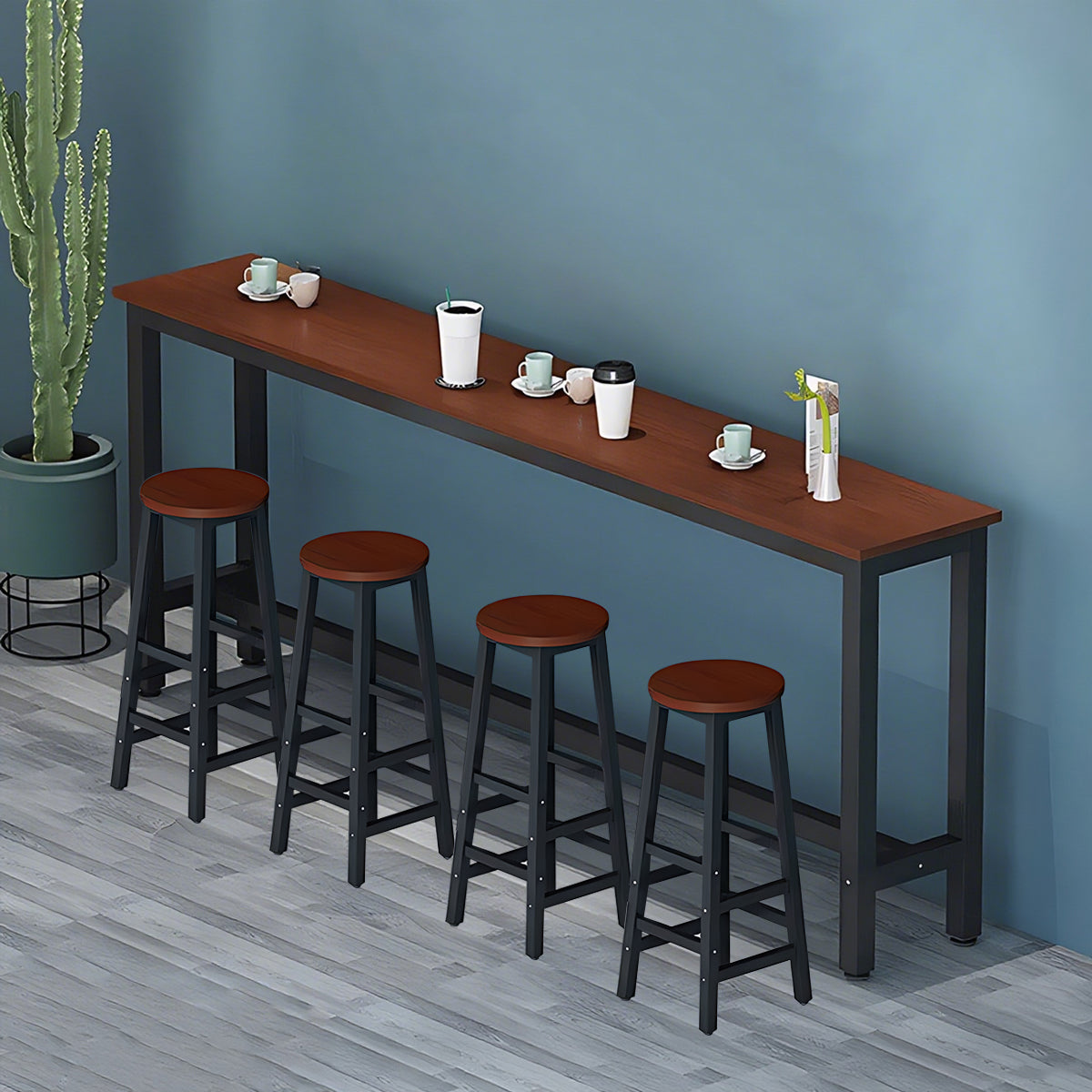 Solid Wood Bar Table Narrow Long Bar Top Table
