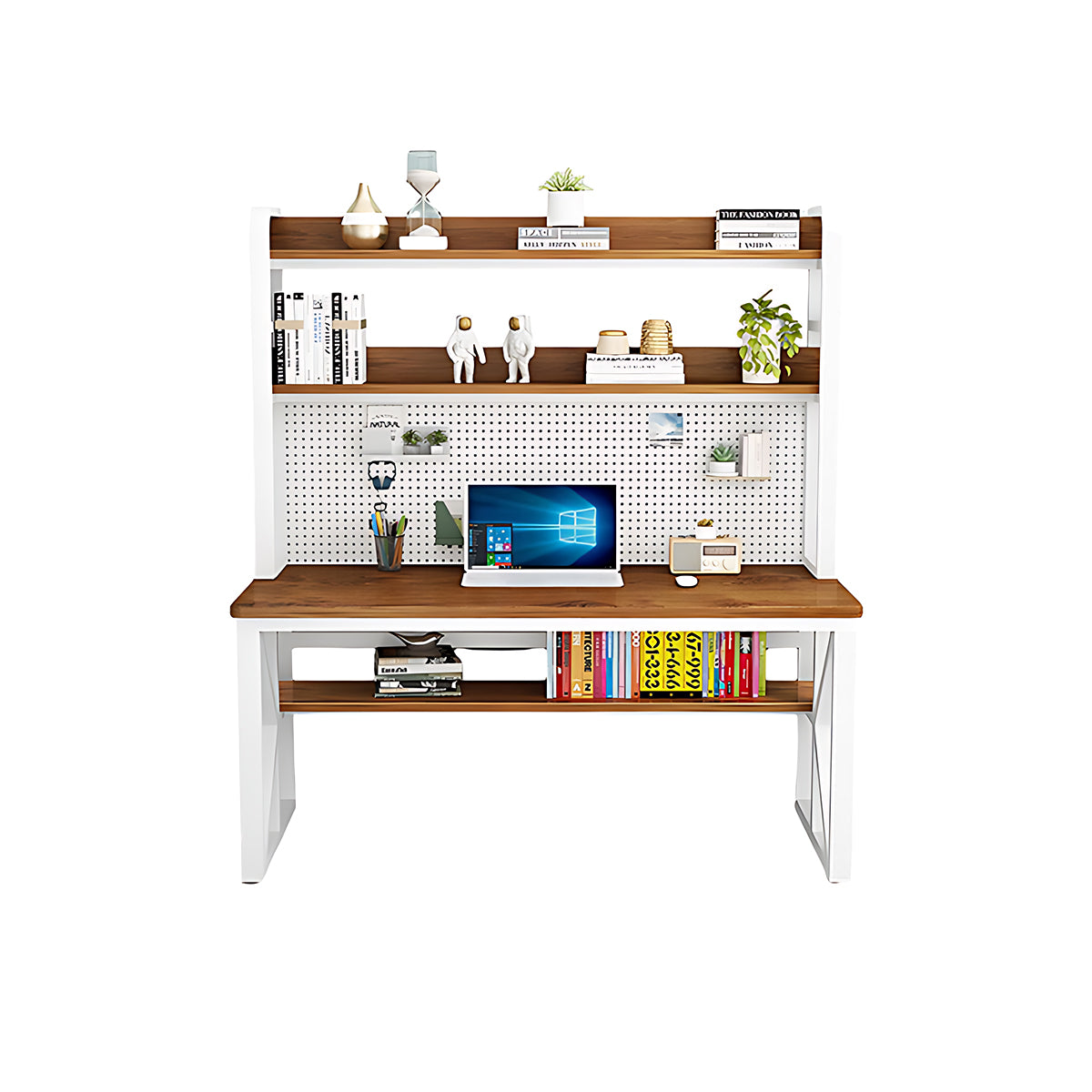 Modern Solid Wood Desk with Multi-Functional Storage & Efficient Organization