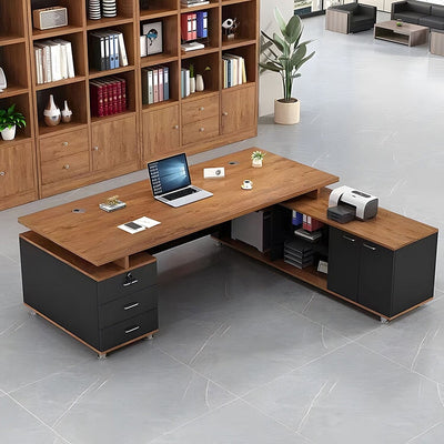 Thickened Office Desk Executive Desk with Cabinet Storage