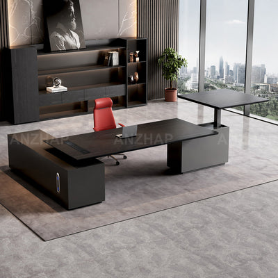 Anzhap Electric Height-Adjustable Executive Desk with Power Hub and Secure Storage