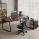 Sturdy Office Desk with Mobile Side Cabinet and Steel Legs for Workspace