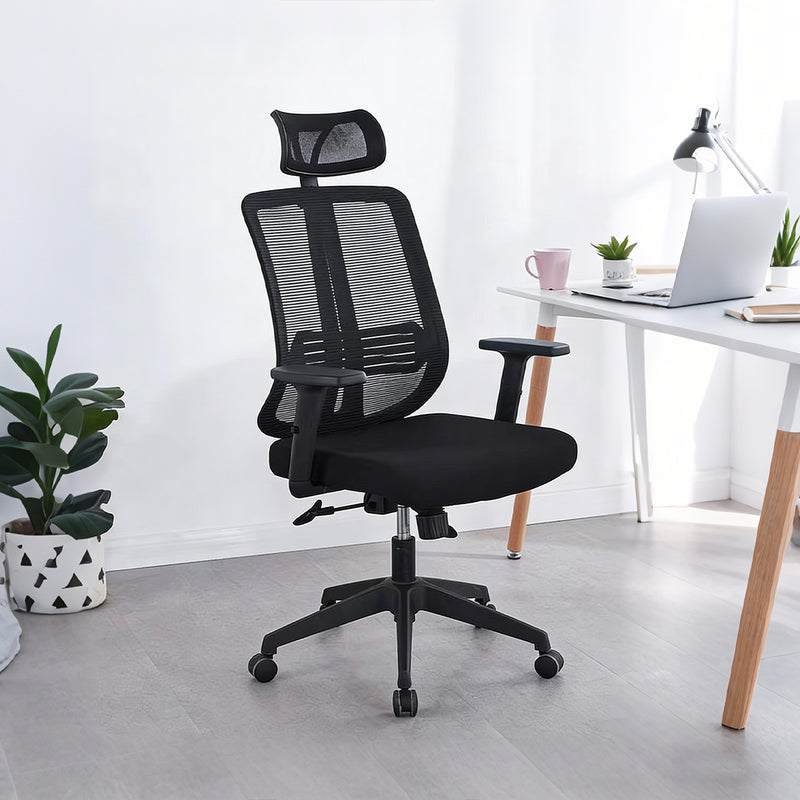 Modern Minimalist Office Chair 24 in Wide with Ergonomic, Breathable Mesh, Headrest & Armrests