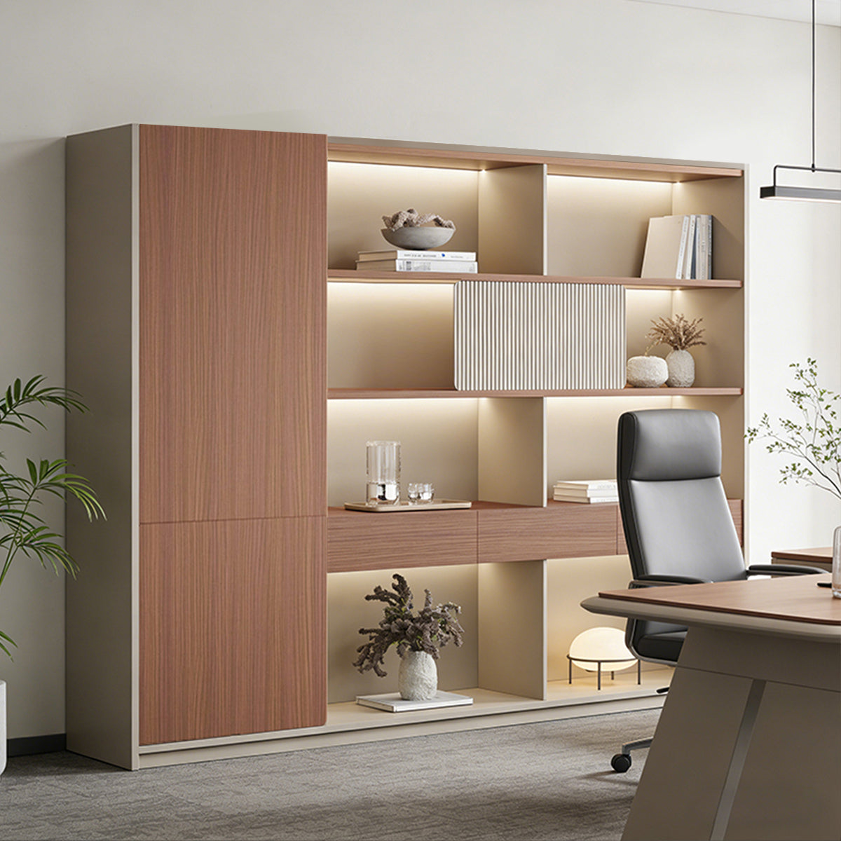 Minimalist Storage Cabinet with Open & Closed Compartments