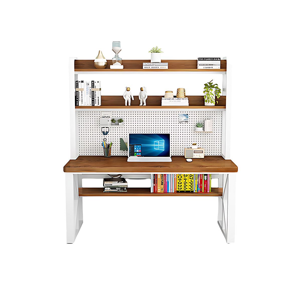 Modern Solid Wood Desk with Multi-Functional Storage & Efficient Organization