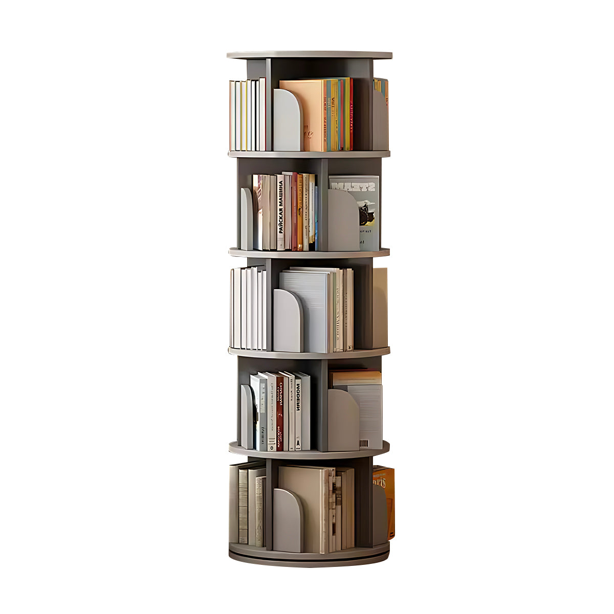 Minimalist Rotating Bookshelf, 360° Rotation, Multi-Layer Storage, Casters