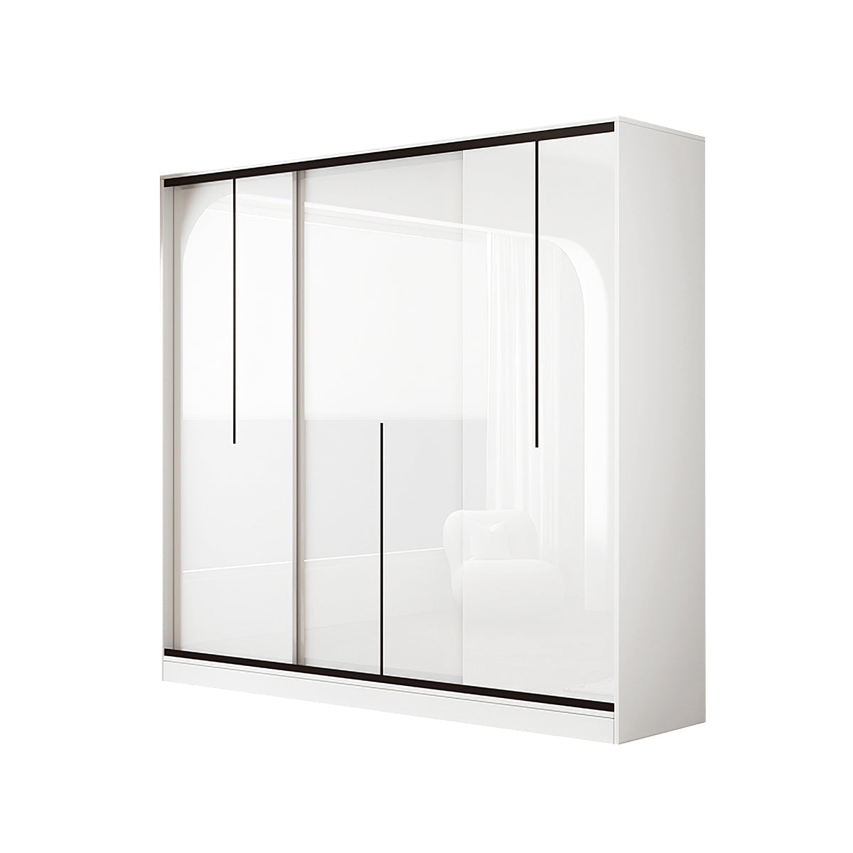 Modern Bedroom Sliding Door Wardrobe with Divided Storage