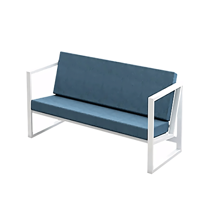 Modern Iron Office Three Seater Sofa in White and Blue