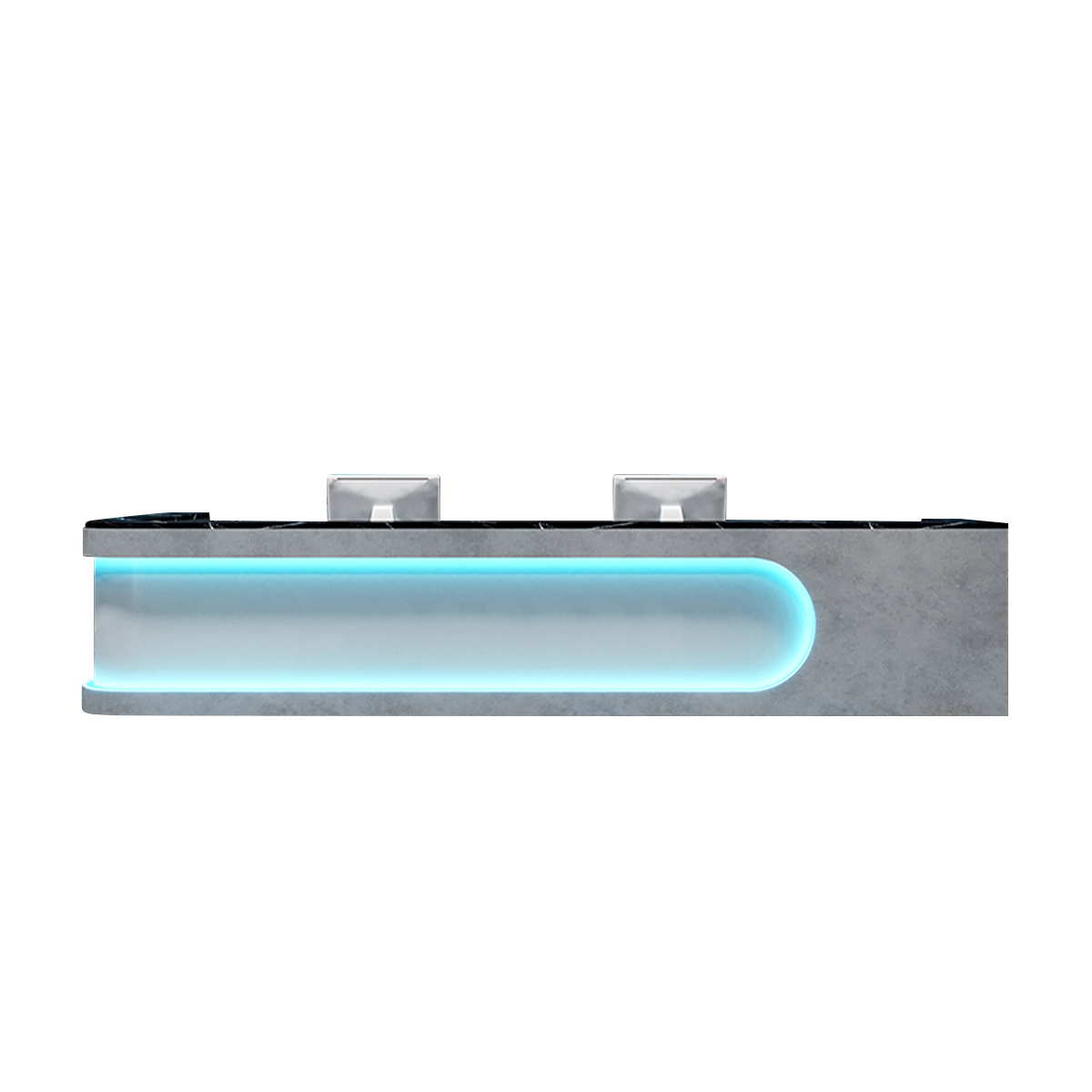 Sophisticated and Stylish L-Shaped Reception Desk with Elegant Light Strip Design and Thick Desktop
