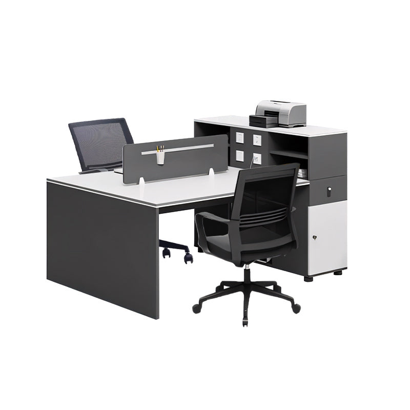 Simple and Stylish Staff Office Desk and Chair Set, Black and White