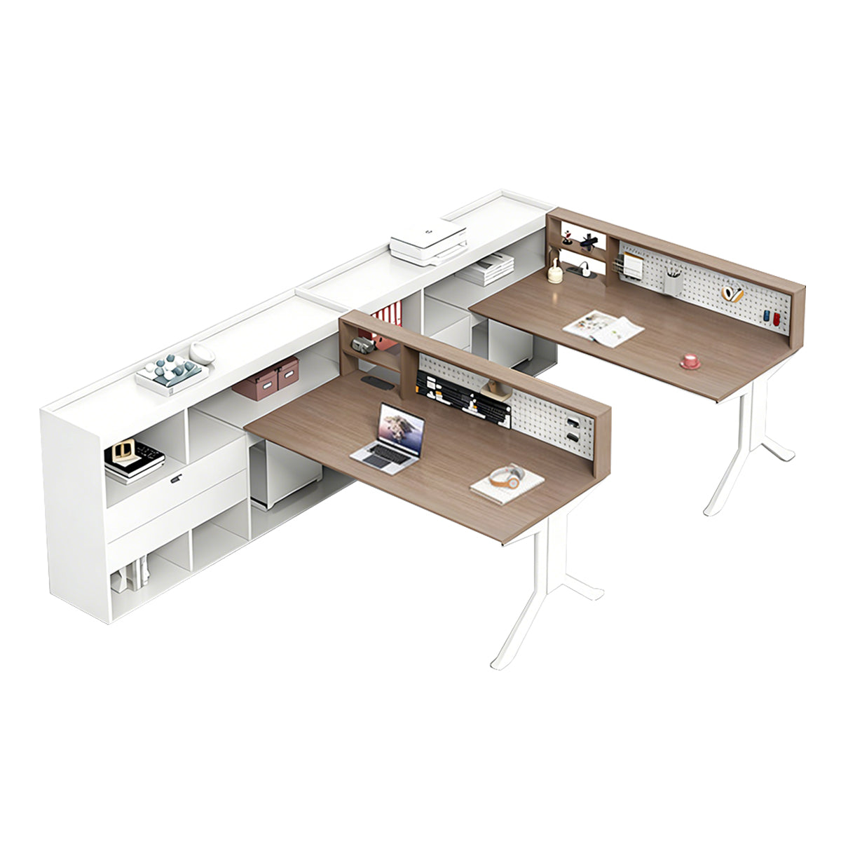 Modern Minimalist Office Desk with Built-In Outlets & Ample Storage