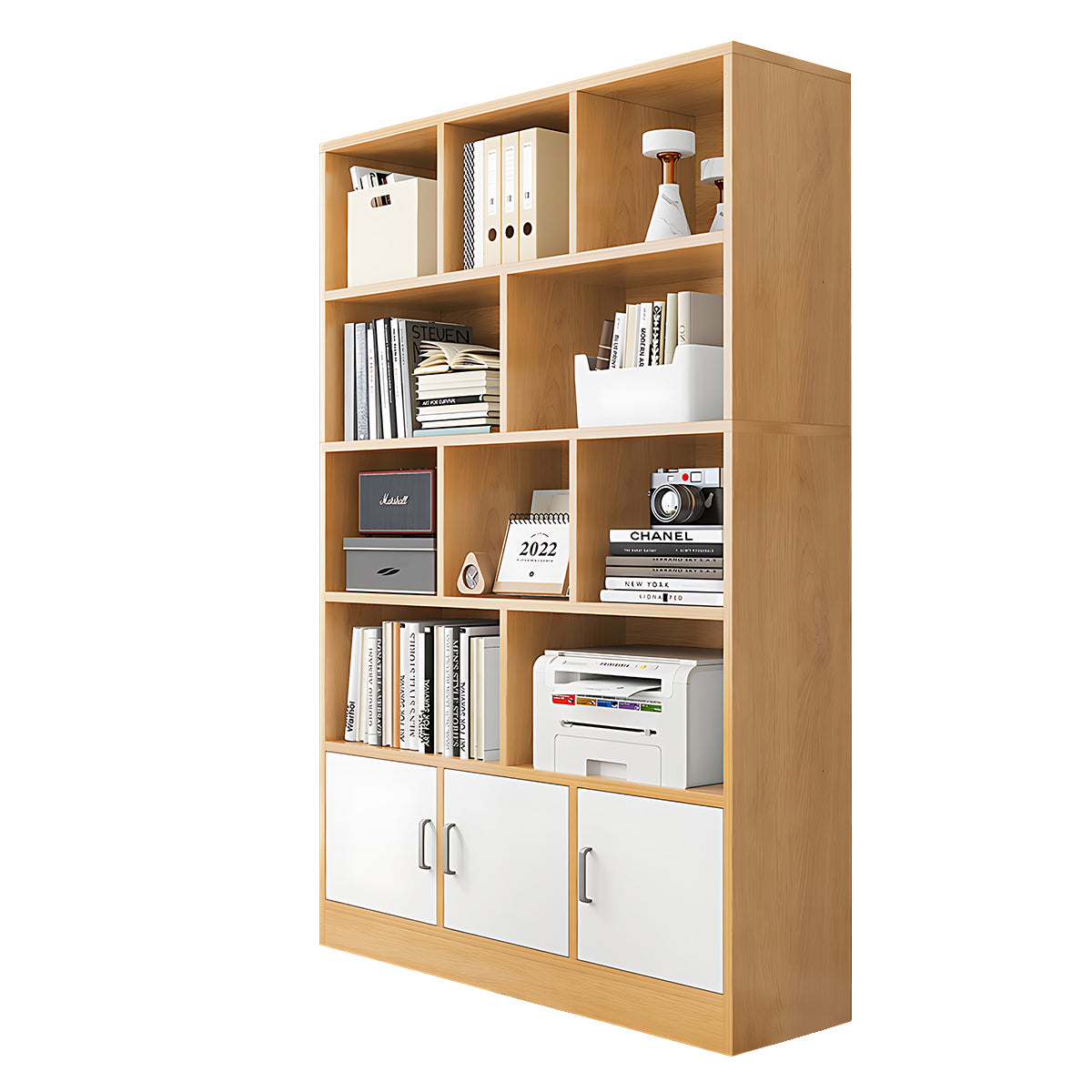 Minimalist Wooden Floor-Standing Bookshelf with Open Storage