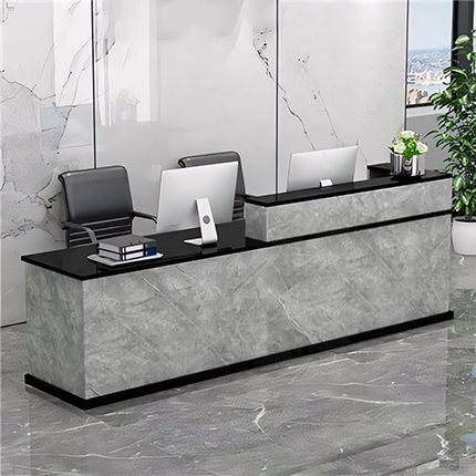 Minimalist Modern Functional Reception Desk with Thick Tabletop（Stock Items）