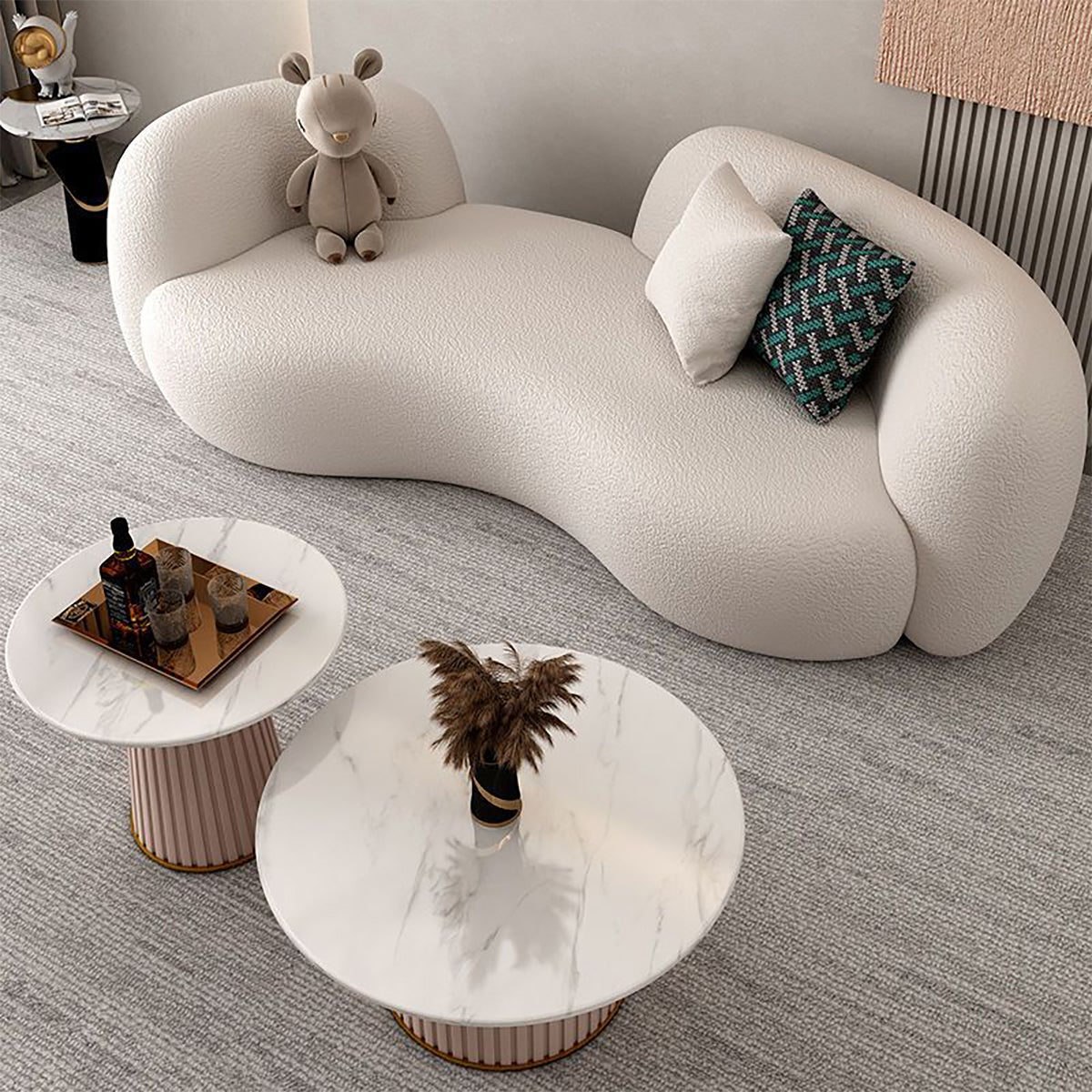 Modern Minimalist Upholstered Sofa with Rounded Corners