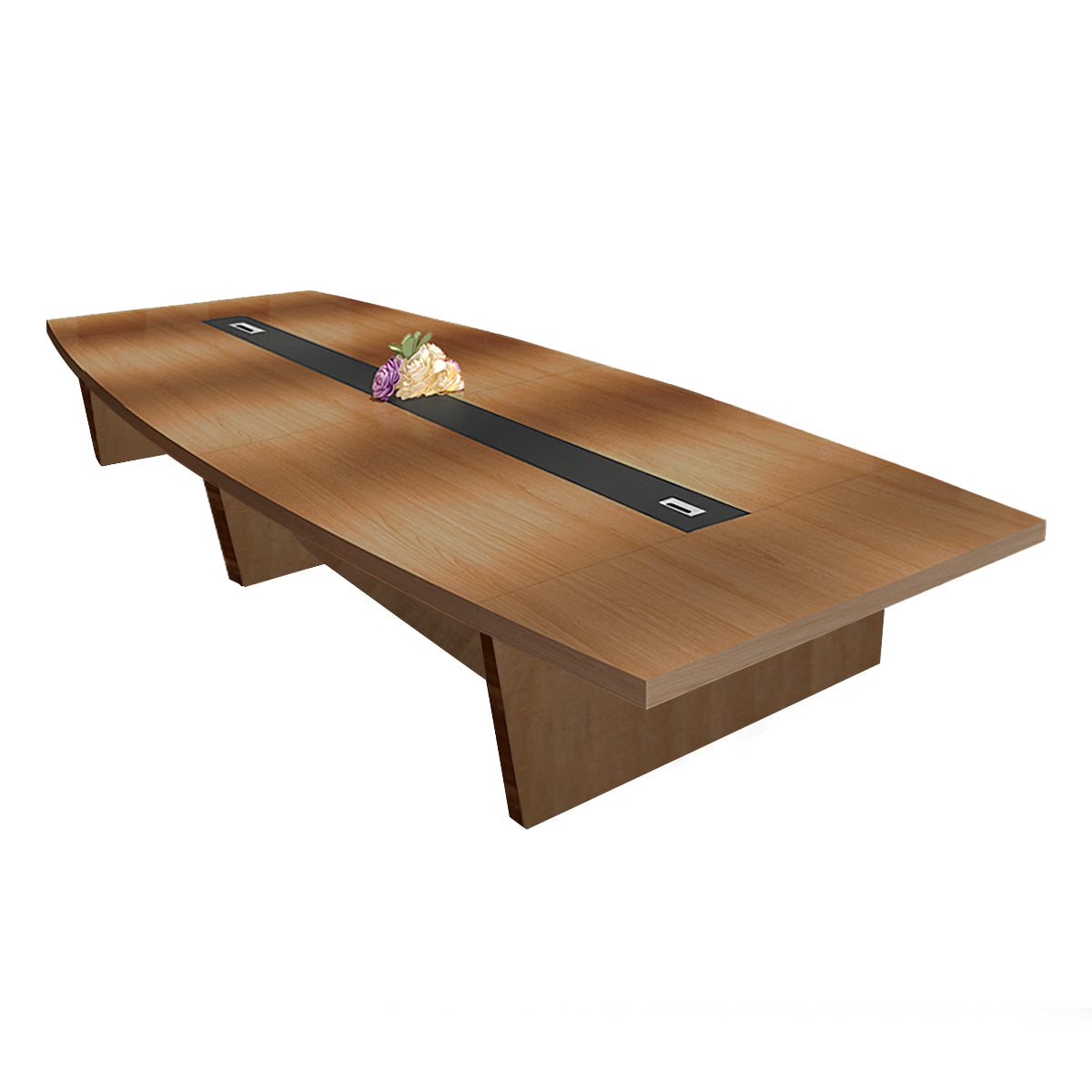 Modern Boat-Shaped Conference Table with Cable Management Ports（Stock Items）