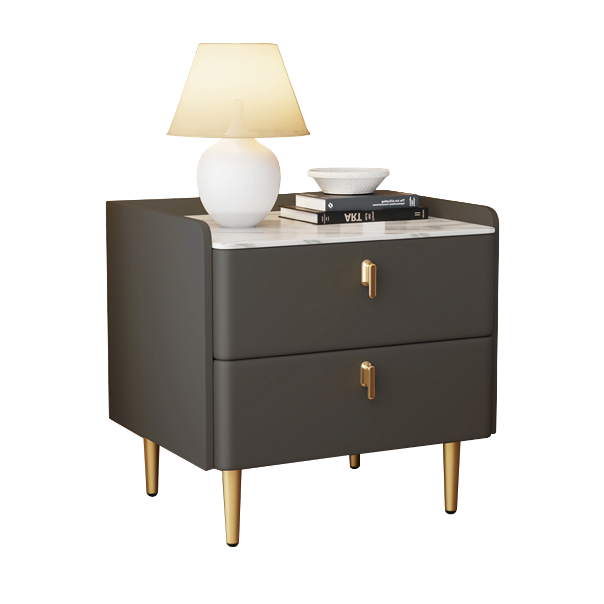 Italian Minimalist Bedside Table with Sturdy Metal Legs