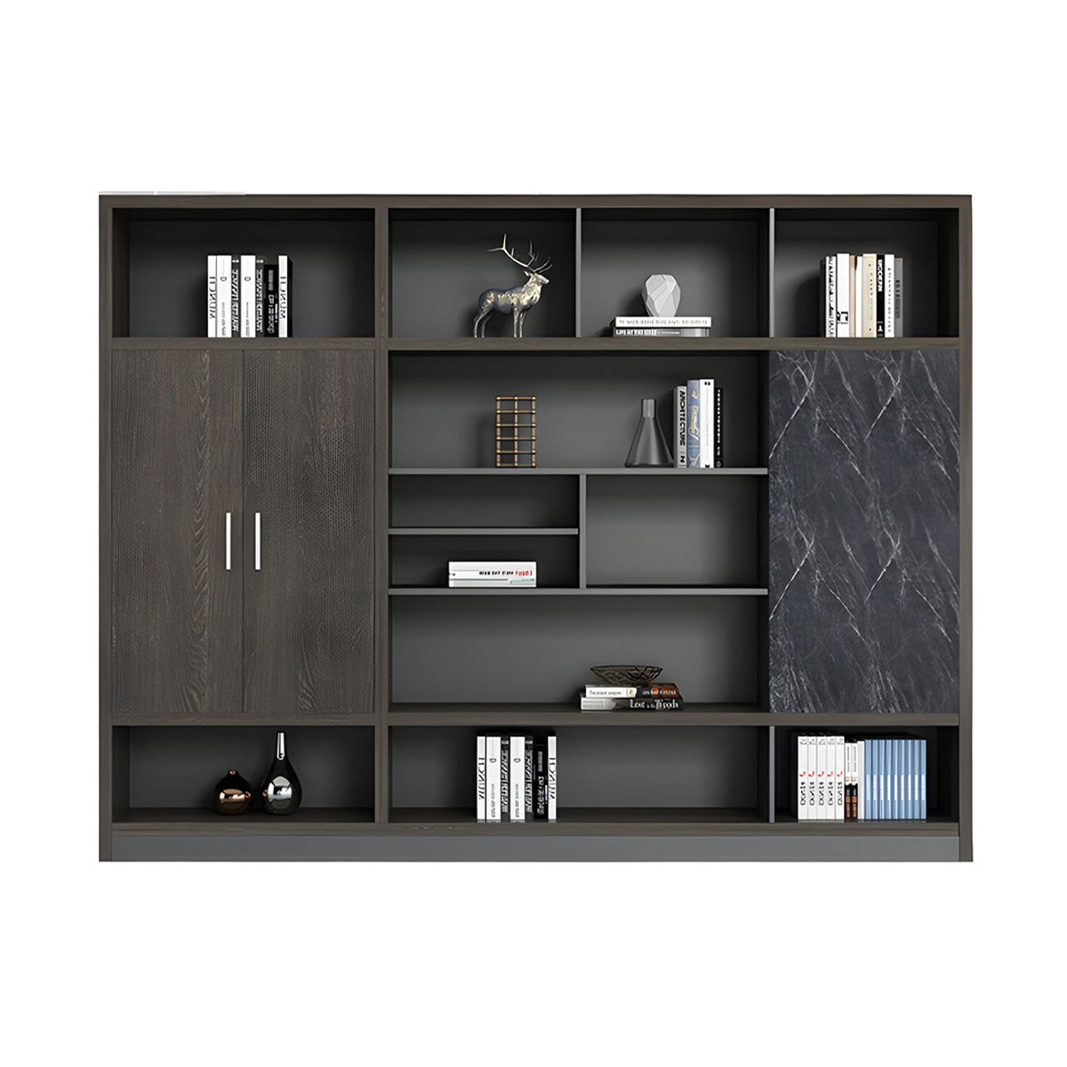 Stylish Storage Cabinet with Push-to-Open Compartments for Office