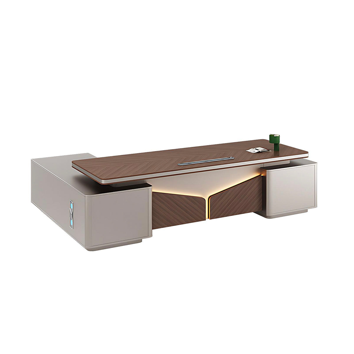 Minimalist Executive Desk Eco-Friendly Panel Side Cabinet and Fingerprint Lock