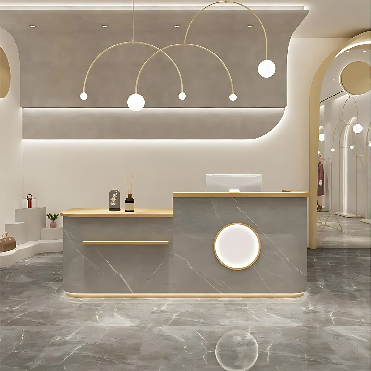 Curved Shop Checkout Reception Desk