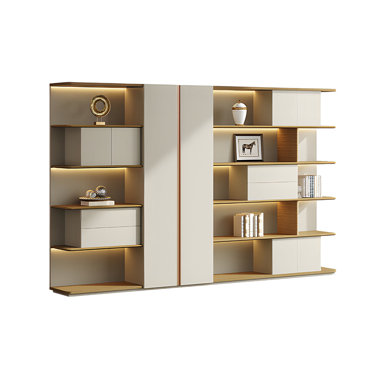 Modern Storage Cabinet with Large Storage Space & LED Lighting