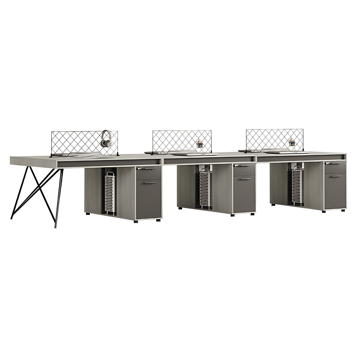Modern Office Desk Steel Frame E1 Board Lockable Drawer CPU Cabinet