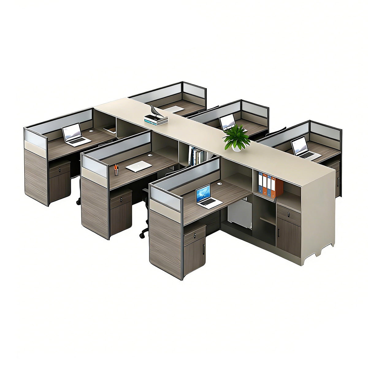 Contemporary Minimalist Multi-functional Office Desk with Partition Design