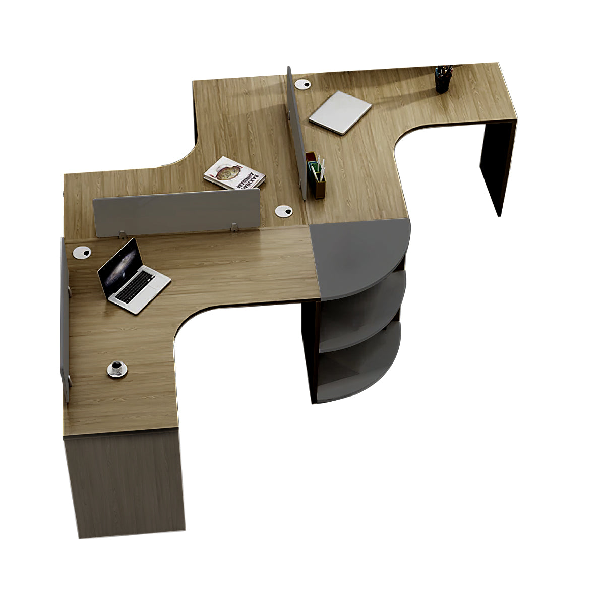Modern Corner Shaped Employee Office Desk with Partition Panel