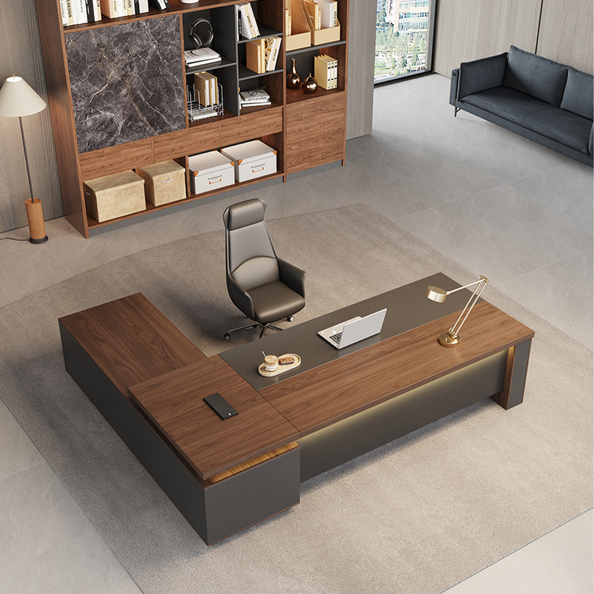 Timeless L-shaped Executive Desk with Spacious Legroom